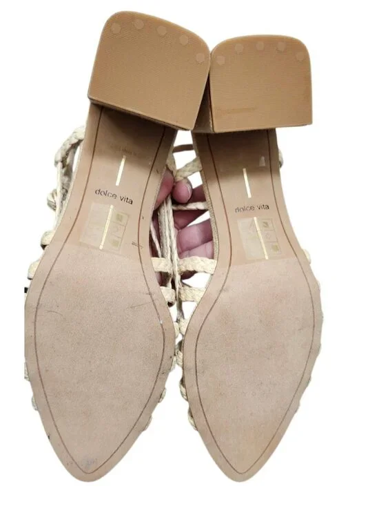 Dolce Vita Yasmin Raffia Sandals Size 8.5 Strappy Block Heel Natural Boho - Picture 13 of 15